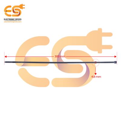 4.8 x 300mm Black color Multi-purpose Self-locking Nylon 66 industrial grade cable tie pack of 100pcs